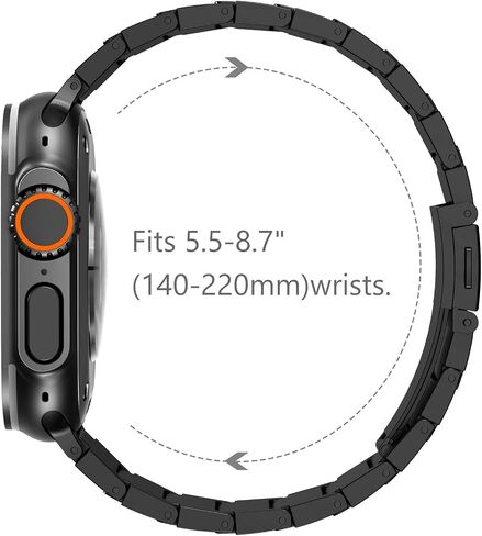 NewWays Grade 2 Titanium Band for Apple Watch Band Ultra 2 49mm Series 10 46mm Series 9 Series 8 Series 7 45mm 44mm SE 6 5 4 3 42mm iWatch Stainless Steel Link Bands in Saudi Arabia