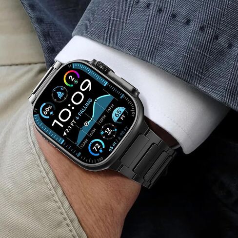NewWays Grade 2 Titanium Band for Apple Watch Band Ultra 2 49mm Series 10 46mm Series 9 Series 8 Series 7 45mm 44mm SE 6 5 4 3 42mm iWatch Stainless Steel Link Bands in Saudi Arabia