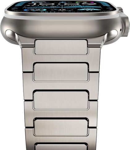 NewWays Grade 2 Titanium Band for Apple Watch Band Ultra 2 49mm Series 10 46mm Series 9 Series 8 Series 7 45mm 44mm SE 6 5 4 3 42mm iWatch Stainless Steel Link Bands in Saudi Arabia