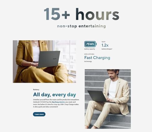 ASUS ZenBook 14 OLED FHD+ Touchscreen Business Laptop | Intel 16-Core Ultra 7 155H | 16GB DDR5 RAM | 1.5TB Storage (1TB SSD & 512GB External Storage) | ARC Graphics | Backlit Keyboard | Win 11 in Saudi Arabia