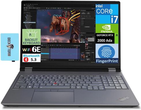 كمبيوتر محمول Lenovo ThinkPad P16 Gen 2 Workstation 16.0 بوصة IPS 4K (Intel i7-14700HX، 64GB DDR5، 4TB PCIe SSD، RTX 2000 Ada، Backlit KB، بصمة الإصبع، Win 11 Pro) مع موسع منفذ USB DKZ in Saudi Arabia