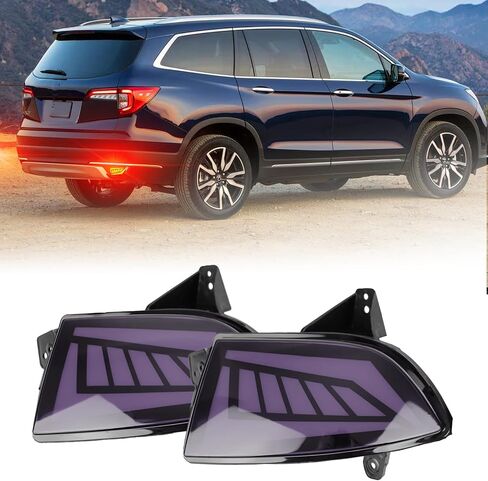 عاكسات المصد الخلفي LED باللون الأحمر مصابيح ضوء الفرامل الخلفية المتوافقة مع Honda Pilot 2019 2020 2021 2022 EX EX-L Touring Accessories in Kuwait