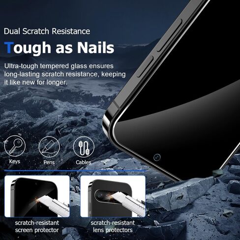 2+2 Pack Pixel 9 Privacy Tempered Screen Protector + 2 Pack Camera Lens Protector Anti-Spy Tempered Glass Full Coverage Support Fingerprint Unlock for Google Pixel 9 Screen Protector 6.3 Inch in Saudi Arabia