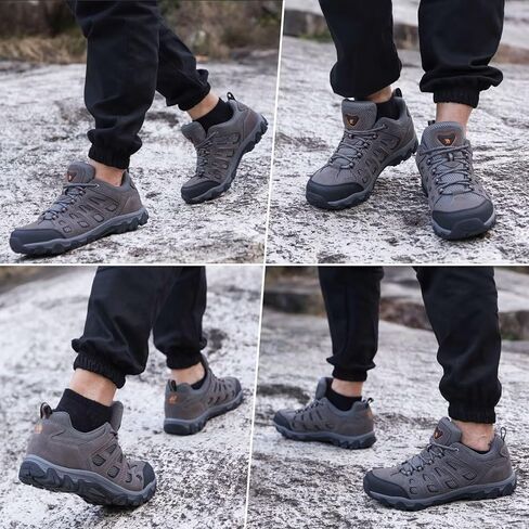 CAMEL CROWN أحذية المشي لمسافات طويلة مقاومة للماء للرجال، قمصان منخفضة من الجلد مريحة وخفيفة الوزن ومضادة للانزلاق للأماكن الخارجية والتخييم والرحلات والمشي والعمل باللون الرمادي مقاس 9.5 in Kuwait