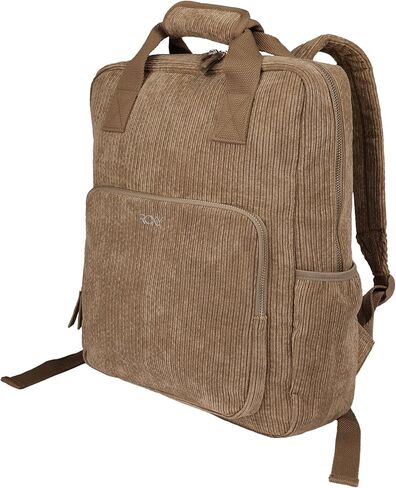 Roxy Women's Feeling Good Stylish Soft Corduroy Backpack with Padded Shoulder Straps and Exterior Storage, Anthracite, 8L in Saudi Arabia