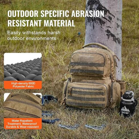 VEVOR Tactical Range Backpack for 6 Pistols, Gun Backpack with 6 Independent Pistol Bags & 10 Magazines, Pistol Backpack for Outdoor Hunting Shooting, Range Bag for Handguns Lockable Zipper (Brown) in Saudi Arabia