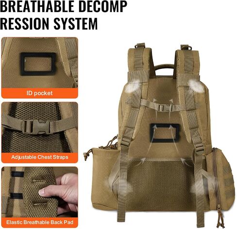 VEVOR Tactical Range Backpack for 6 Pistols, Gun Backpack with 6 Independent Pistol Bags & 10 Magazines, Pistol Backpack for Outdoor Hunting Shooting, Range Bag for Handguns Lockable Zipper (Brown) in Saudi Arabia