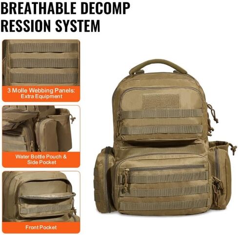 VEVOR Tactical Range Backpack for 6 Pistols, Gun Backpack with 6 Independent Pistol Bags & 10 Magazines, Pistol Backpack for Outdoor Hunting Shooting, Range Bag for Handguns Lockable Zipper (Brown) in Saudi Arabia