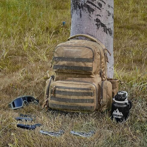 VEVOR Tactical Range Backpack for 6 Pistols, Gun Backpack with 6 Independent Pistol Bags & 10 Magazines, Pistol Backpack for Outdoor Hunting Shooting, Range Bag for Handguns Lockable Zipper (Brown) in Saudi Arabia