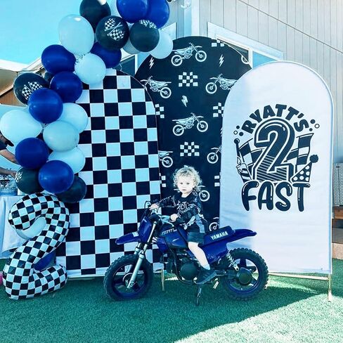 Arch Backdrop Covers Racing Checker Texture Black and White Chiara Arch Backdrop Cover for Baby Shower Birthday Party (6FT) in Saudi Arabia