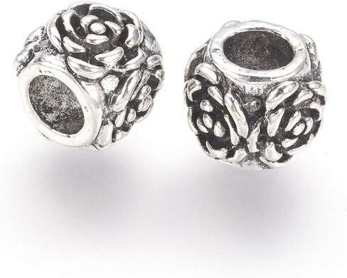 Pandahall 10pcs Tibetan Style Alloy Beads Column Large Hole Metal Beads Spacers Antique Silver 15.5x13mm, Hole: 9.5mm fit European Snake Chain in Saudi Arabia