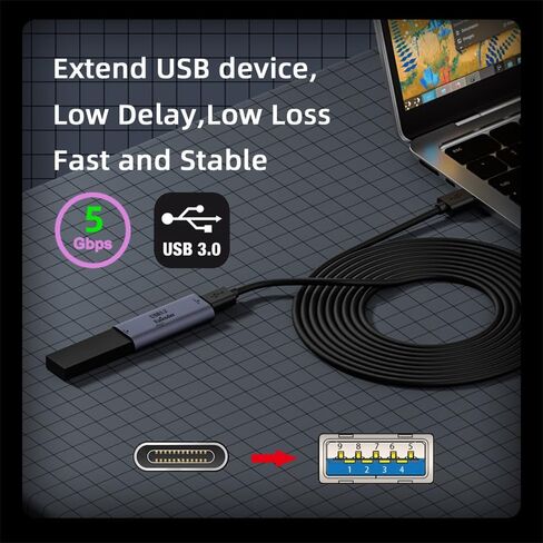 NFHK USB 3.0 محول مكرر نشط من النوع C مضيف أنثى إلى موسع جهاز أنثى من النوع A مع مجموعة شرائح للكمبيوتر طابعة الكاميرا in Saudi Arabia