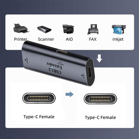NFHK USB 3.0 محول مكرر نشط من النوع C مضيف أنثى إلى موسع جهاز أنثى من النوع A مع مجموعة شرائح للكمبيوتر طابعة الكاميرا in Saudi Arabia