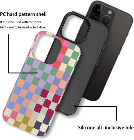 Case Compatible with for iPhone 12 Pro Max,Mixed Color Checkerboard Phone Case Hybrid 2-Layer Hard Shell,Shockproof Soft for Girl Women Boy Men,Case for iPhone 12 Pro Max in Saudi Arabia