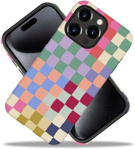 Case Compatible with for iPhone 12 Pro Max,Mixed Color Checkerboard Phone Case Hybrid 2-Layer Hard Shell,Shockproof Soft for Girl Women Boy Men,Case for iPhone 12 Pro Max in Saudi Arabia