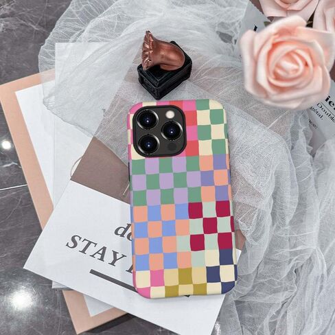 Case Compatible with for iPhone 12 Pro Max,Mixed Color Checkerboard Phone Case Hybrid 2-Layer Hard Shell,Shockproof Soft for Girl Women Boy Men,Case for iPhone 12 Pro Max in Saudi Arabia