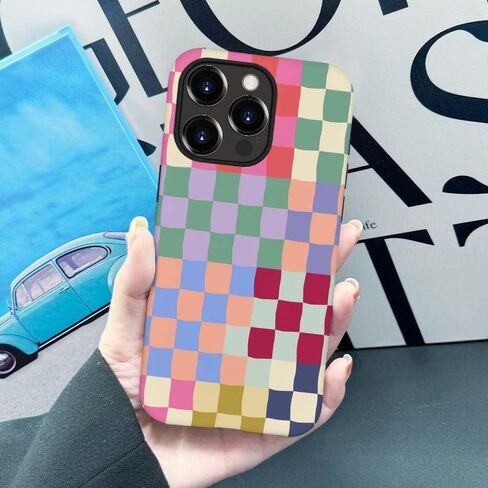 Case Compatible with for iPhone 12 Pro Max,Mixed Color Checkerboard Phone Case Hybrid 2-Layer Hard Shell,Shockproof Soft for Girl Women Boy Men,Case for iPhone 12 Pro Max in Saudi Arabia