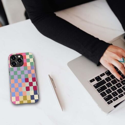 Case Compatible with for iPhone 12 Pro Max,Mixed Color Checkerboard Phone Case Hybrid 2-Layer Hard Shell,Shockproof Soft for Girl Women Boy Men,Case for iPhone 12 Pro Max in Saudi Arabia