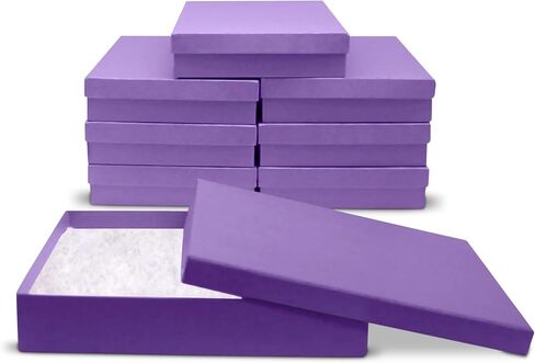 Novel Box Made in USA Jewelry Gift Box in Blue Kraft with Removable Cotton Pad 7X5X1.25 (Pack of 8) + Custom NB Pouch in Kuwait
