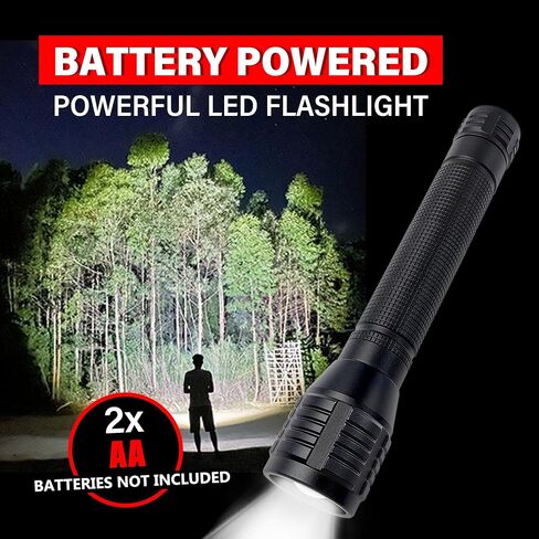 High Lumens Zoomable LED Flashlight, 3 Modes, AA Battery Powered – Powerful for Camping, Outdoor, and Emergency Use,2-Pack in Kuwait