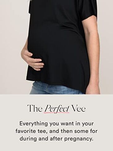 HATCH Collection | Luxe Maternity Tee | Short Sleeve with V Neck, Soft Drapey Fabric, Flattering Shape | The Perfect Vee in Kuwait