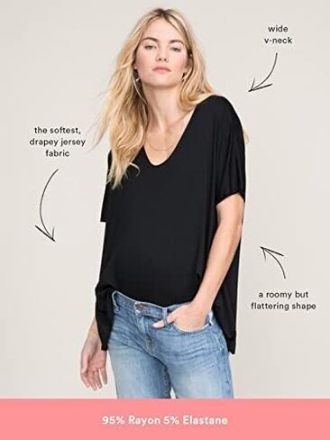 HATCH Collection | Luxe Maternity Tee | Short Sleeve with V Neck, Soft Drapey Fabric, Flattering Shape | The Perfect Vee in Kuwait
