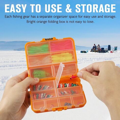 Dovesun 135Pcs Ice Fishing Lures Kit Ice Fishing Jigs Crappie Lures Ice Fishing Lures for Panfish Bass Walleye Crappie Jigs Ice Fishing Gift Ice Fishing Gear Accessories Tackle Glow in The Dark in Kuwait