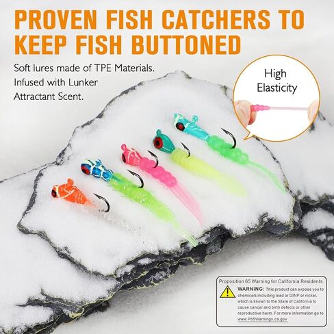 Dovesun 135Pcs Ice Fishing Lures Kit Ice Fishing Jigs Crappie Lures Ice Fishing Lures for Panfish Bass Walleye Crappie Jigs Ice Fishing Gift Ice Fishing Gear Accessories Tackle Glow in The Dark in Kuwait
