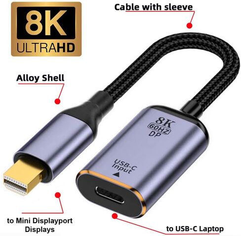 xiwai USB-C Type C Female Source to Mini Displayport DP 1.4 Sink HDTV Cable 8K@60hz 4K@120hz for Tablet Laptop in Saudi Arabia