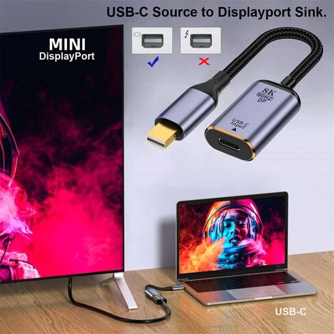 xiwai USB-C Type C Female Source to Mini Displayport DP 1.4 Sink HDTV Cable 8K@60hz 4K@120hz for Tablet Laptop in Saudi Arabia
