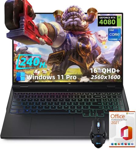 Lenovo Legion Pro 7i Gen 9 Gaming Laptop, 16" WQXGA 240Hz Display, RTX 4080, Intel 24-Cores i9-14900HX, 64GB DDR5, 2TB SSD, Backlit Keyboard,Windows 11 Pro, Office Lifetime License & Accessories in Saudi Arabia