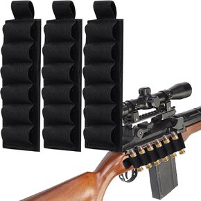 Aohcae 3PCS Tactical Shotgun Shell Holder, Velcro Shotgun Shell Holder with Adhesive Back Sticker, Buttstock Shell Holder,Molle Cartridge Shotgun Ammo Carrier for 12/20 Gauge