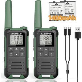 BAOFENG Walkie Talkies Long Range Walkie Talkie for Adults F22 FRS Radio Walky Talky Family Walkie-Talkie Rechargeable with 1400 mAh Battery USB Charger for Hiking Camping Trip(2 Pack)