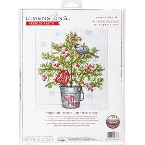 Dimensions 70-09625 Christmas Tea Holiday Counted Cross Stitch Kit, 8" x 10", 14 Cnt. Ivory Aida, 4 Pieces