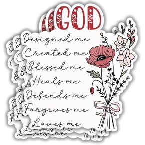 (3pcs) God Designed Me Created Me Blessed Heals Defends Forgives Loves Me Bible Verse Stickers for Water Bottles Laptops Phones Kindle Car Hard Hat Jesus Christian Inspirational Quote Decals -2.8x3