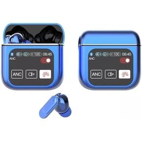 Touch Screen Earbuds, Wireless Earbuds Smart Screen, Active Noise Cancelling Earbuds, TWS Bluetooth Earbuds Sports Waterproof Headphones (Blue)