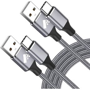 Aioneus USB C Cable 3A Fast Charging [2-Pack, 6FT] USB A to Type C Charger Cord for Samsung Galaxy S22 S21 A01 A02s A03s A11 A12 A13 A14 A20 A21 A32 A42 A50 A52 A53 A54, Moto Z4 G7, LG K51 Stylo 6 5 4