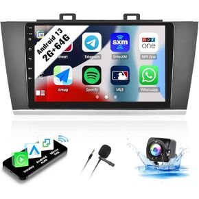 SIXWIN Android Car Stereo 2G+64G for Subaru Legacy Outback 2015-2018 with Wireless CarPlay Android Auto Mirror Link 9 Inch Touchscreen with Bluetooth GPS Navigation WiFi HiFi FM Backup Camera MIC