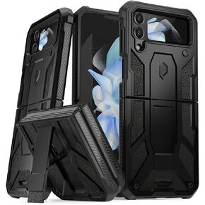 Poetic Spartan Case for Samsung Galaxy Z Flip 5 5G (2023),[Kickstand][Hinge Protection][20FT Mil-Grade Drop Tested], Full-Body Rugged Shockproof Protective Cover with Kickstand, Metallic Orange