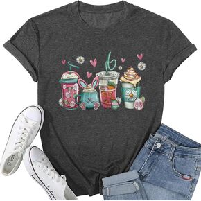Chillin with My Peeps Shirt Women Happy Easter Shirts Funny Bunny T-Shirt Rabbit Graphic Tee Tops