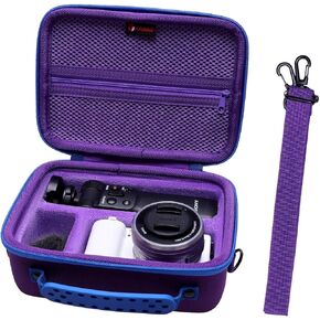 XANAD Carrying Case for Sony Alpha ZV-E10/ ZV-E10L/ ZV-1/ ZV-1F Camera Vlogger Accessory Kit Tripod (GP-VPT2 BT) and Microphone - Travel Storage Bag Purple
