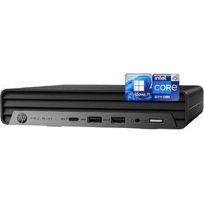 HP Pro Mini G9 Desktop Computer, 13th Gen Intel Core i5-1335U(Up to 4.6GHz), RJ-45, Wi-Fi 6, Support 2-Monitor 4K, HDMI, Type-C, Windows 11 Pro, Wired KB with Mouse (16GB RAM | 1TB SSD)