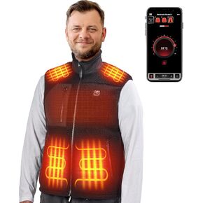 KEMIMOTO Heated Vest for Men with Battery Pack Included, Fleece Heated Vest by Voice and APP Temp Control for Hiking Gifts