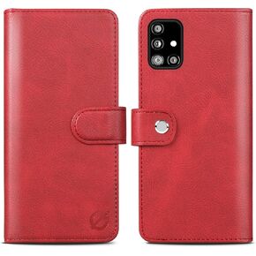 for Samsung Galaxy A71 5G Wallet Case,Leather Flip Case RFID Blocking Credit Card Holder Folio Magnetic Stand TPU Shockproof Cover Compatible with Samsung A71 5G Red Brown