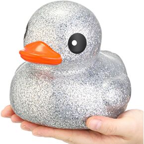 Honoson 6.89 Inch Giant Glitter Rubber Duck Big Glitter Rubber Duck Large Sparkly Duck Bath Toy with Squeaky Sound for Summer Baby Shower Birthday Party Favor Gift (Purple)