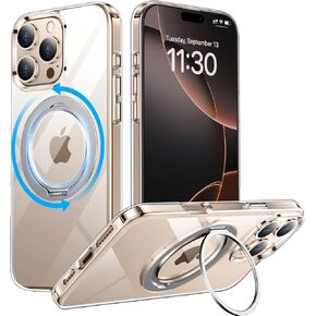 Temdan Designed for iPhone 16 Pro Max Case, 360°Rotatable Ring Stand Case Compatible with MagSafe Military-Grade Protection Magnetic Kickstand Case 6.9 inch-Clear