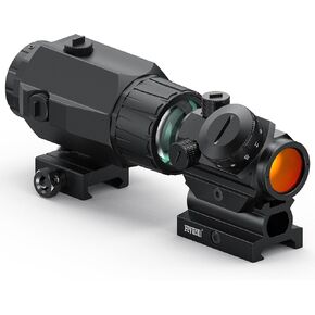 Feyachi RS-23 Red Dot Sight with M38 5X Magnifier Combo Kit, 1 x 22mm Red Dot Scope & Magnifier Built-in Flip Mount Combo