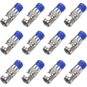 Taiss 12PCS RG6 Compression connectors,Coaxial cable connector F Type Wire Connector (blue)