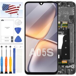 LCD Screen for Samsung Galaxy A05s Screen Replacement with Frame for Samsung A05s SM-A057F SM-A057F/DS SM-A057M LCD Display Touch Screen Digitizer Full Assembly Kit Black 6.7"