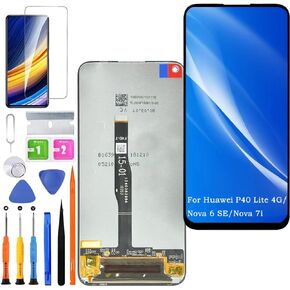 Screen Replacement for Huawei P40 Lite 4G Original, for Huawei Nova 6 SE/Nova 7i LCD Touch Panel Display Digitizer Assembly Repair Parts with Kit